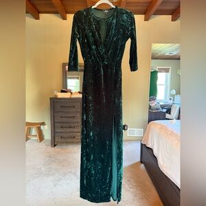 Lulu's Forest Green Velvet Dress